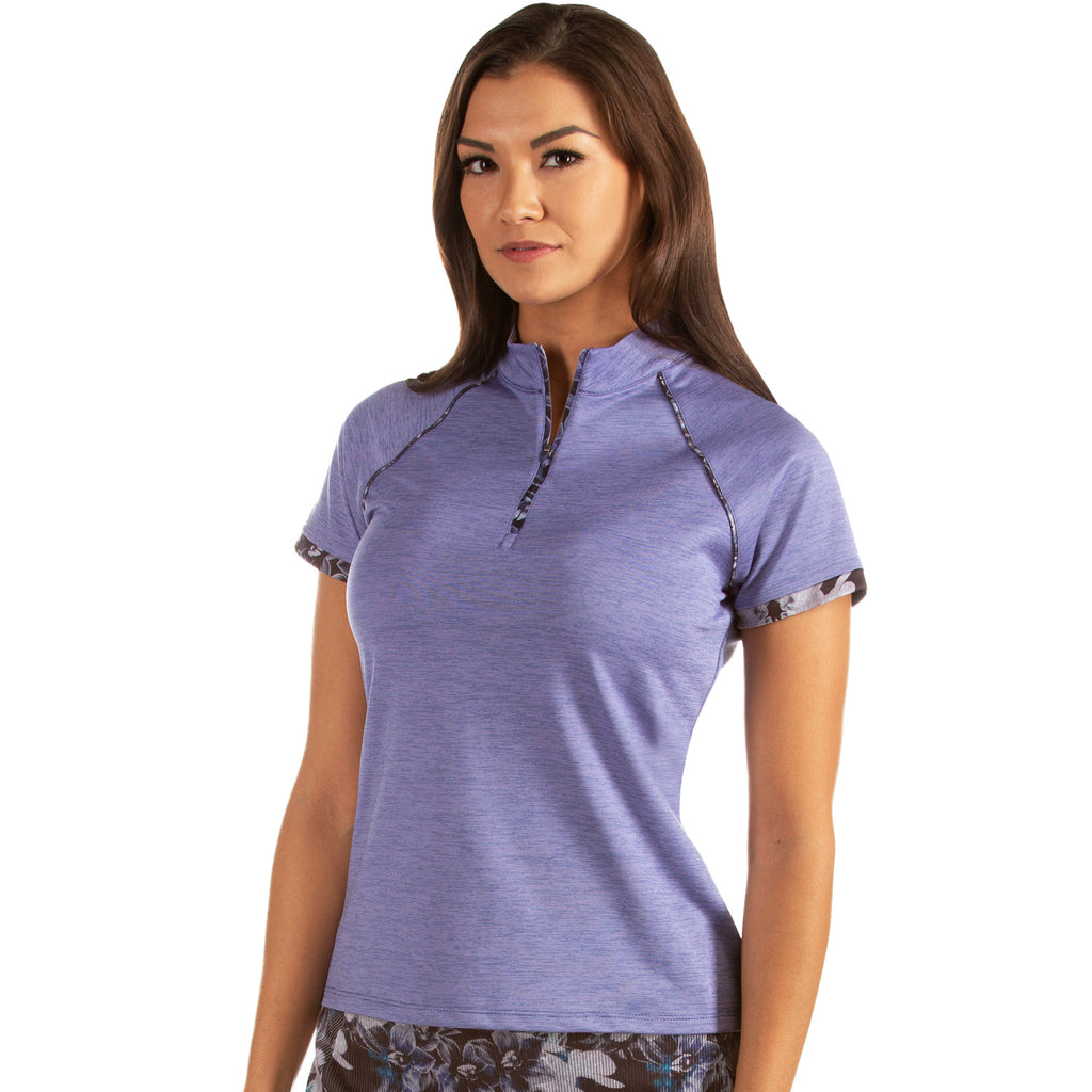 Ladies Antigua Adorn Short Sleeve Polo Passion Heather/Floral