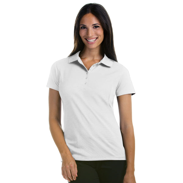 Ladies Antigua Pique Xtra-Lite Short Sleeve Polo White