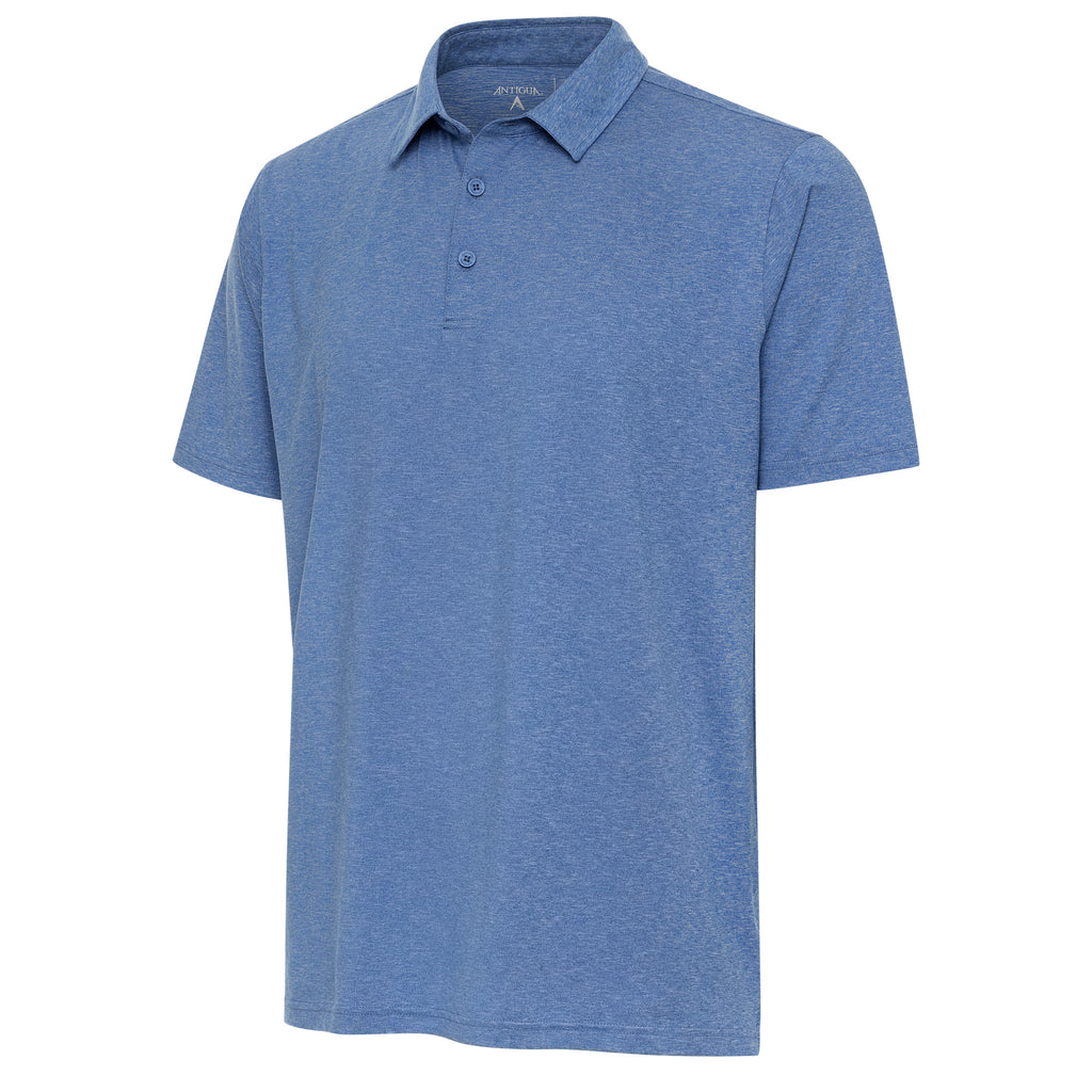 Mens Antigua Par 3 Short Sleeve Polo Classic Blue Heather