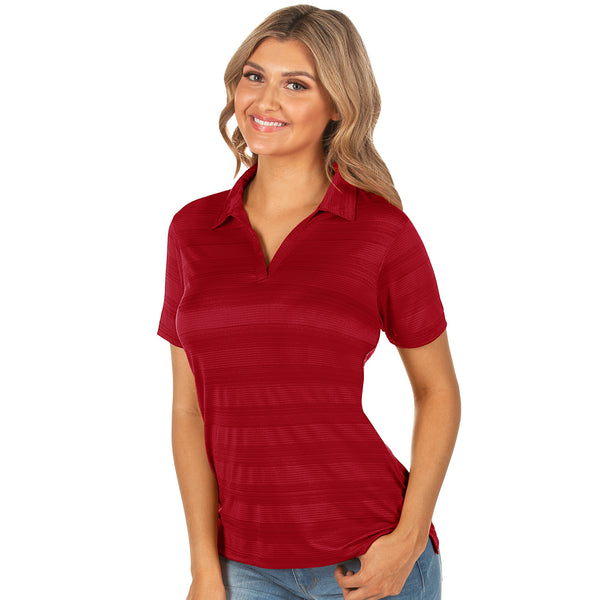 Ladies Antigua Compass Short Sleeve Polo Dark Red Multi