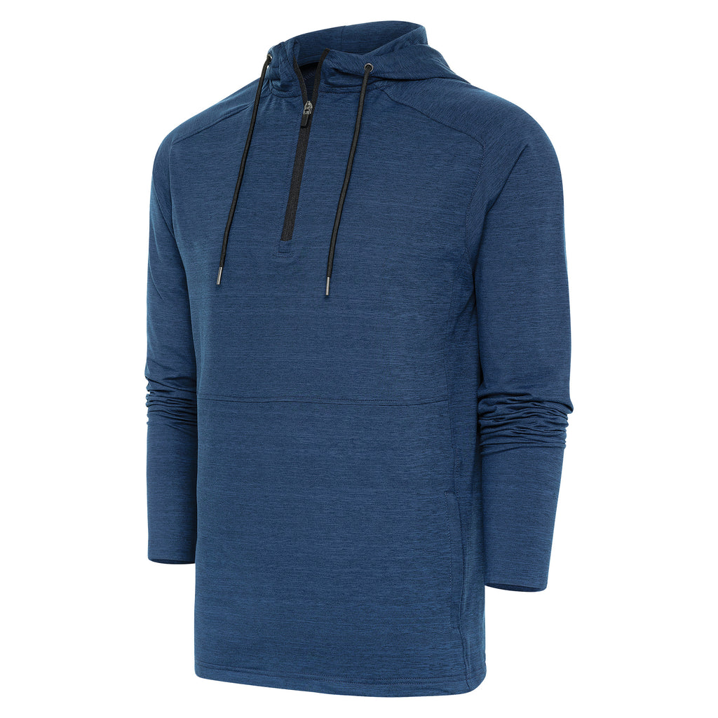 Mens Antigua Spikes 1/4 Zip Hoodie Nautical Navy Heather