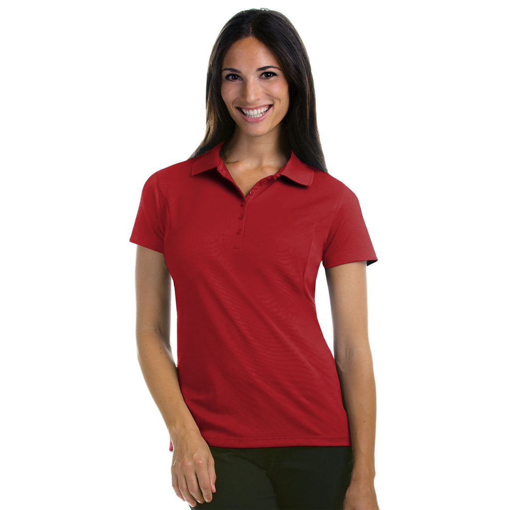 Ladies Antigua Pique Xtra-Lite Short Sleeve Polo Dark Red