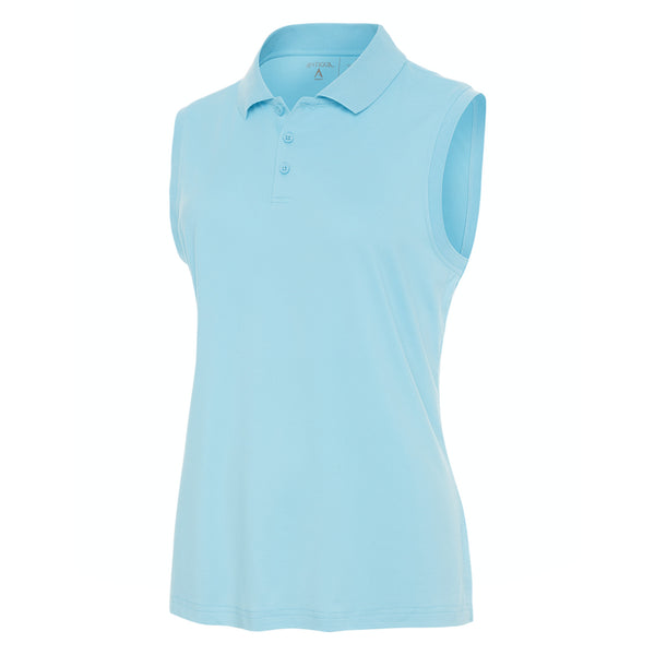 Ladies Antigua Recap Sleeveless Polo Powder Blue