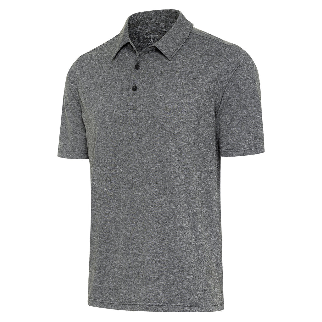 Mens Antigua Par 3 Short Sleeve Polo Black Heather