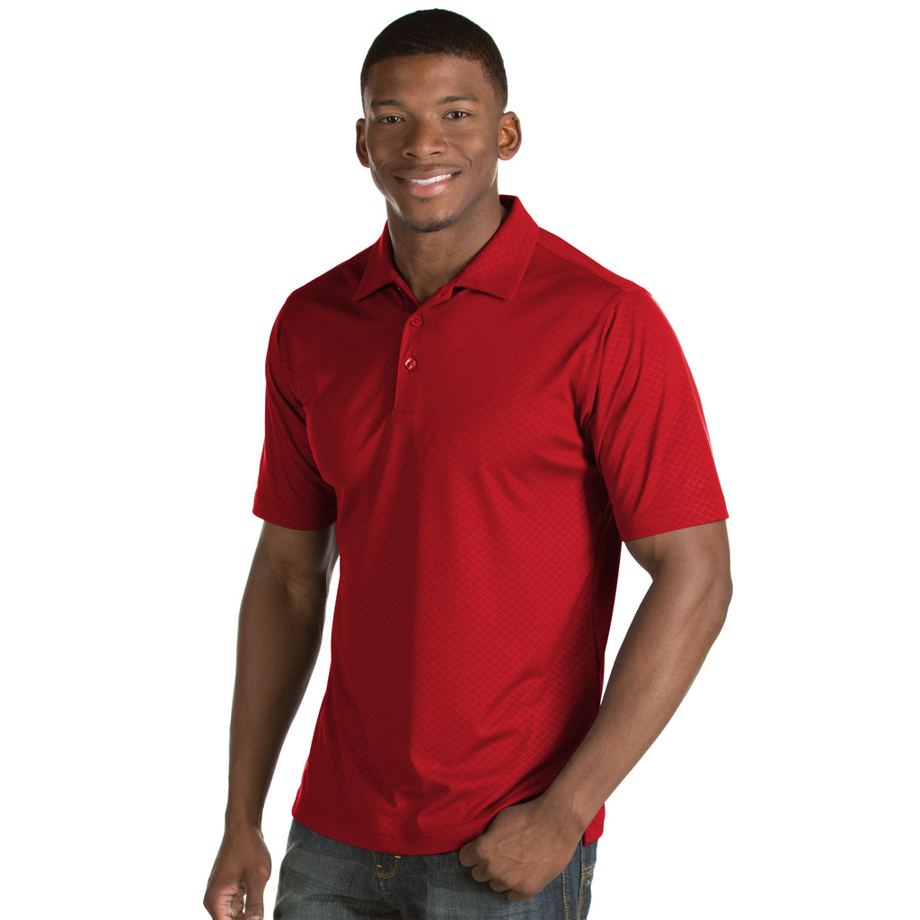 Mens Antigua Inspire Short Sleeve Polo Dark Red